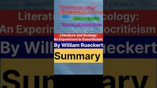 Literature and EcologyAn Experiment in Ecocriticism by William Rueckert Summaryviralugcnetnotes [upl. by Milicent]