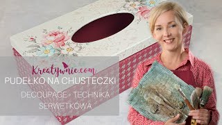 Pudełko na chusteczki  technika serwetkowa dla początkujących DIY tutorial [upl. by Wallraff]