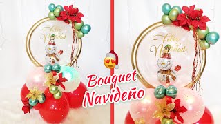 BOUQUET CON GLOBO BURBUJA PARA NAVIDAD ARREGLO NAVIDENO GLOBO BURBUJA PERSONALIZADO [upl. by Hnaht243]