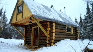 Cozy Log Cabin How I built it for less than 500 [upl. by Kenimod209]