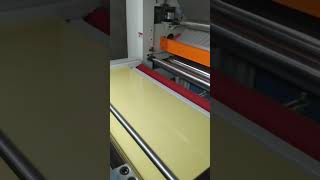 WPC wall panel Laminating with PVC high gloss film Leadertech three gluing roller laminating machine [upl. by Marylynne21]