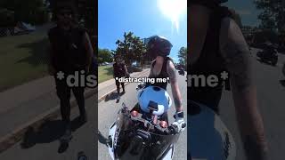 sneaky snake biker bikelife motorcycles kawasaki reels funny bikergirl [upl. by Averyl475]