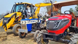 Jcb 3dx Eco Excellence Backhoe Machine Loading Mud In Mahindra and Swaraj Tractor  Jcb and Tractor [upl. by Bollay679]