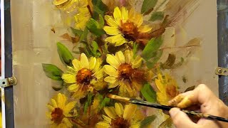 Techniques for Painting Flowers with Acrylics  Fall colors painting Heliopsis [upl. by Haze]