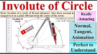 Involute of a Circle EG36 Hindi Normal Involute Tangent Circle GTU [upl. by Jacquelin]