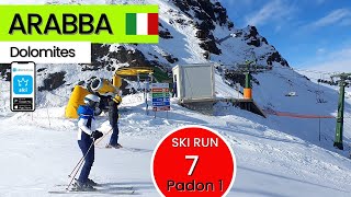 Arabba Dolomiti Italy  ski run 7 Padon I short video 55quot [upl. by Ymmit]