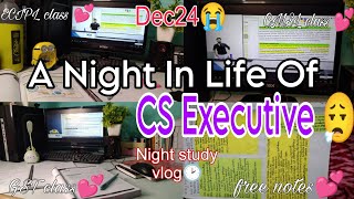 A Night In Life Of CS Executive 📚 Night Study vlog Dec24😓 Free Notes Of CSEET📚cs companysecretary [upl. by Ellinehc]