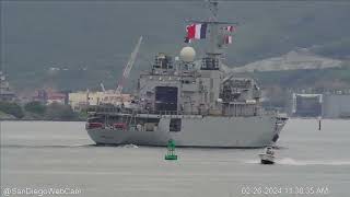 French frigate Prairial F731 outbound San Diego [upl. by Nylassej]