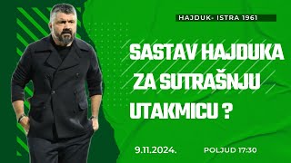 Sastav Hajduka za sutrašnju utakmicu [upl. by Davey]