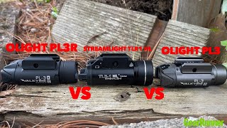 Olight PL3R Vs Streamlight TLR1 HL Vs Olight PL3 [upl. by Nauqaj]