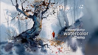 Mysterious watercolor painting  mystery of watercolor  painting demo by prakashanputhur [upl. by Kilmarx]