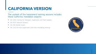 Online California Harassment Prevention Training from i2i Workplace [upl. by Nnave]