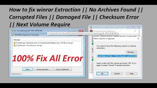 How to fix winrar Extraction  Corrupted Files  Damaged File  Checksum Error  Next Volume Require [upl. by Koetke]