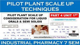 Pilot plant consideration for Liquid Orals amp Semi Solids  P 4 U 1  Industrial Pharmacy 7th Sem [upl. by Reinhardt]