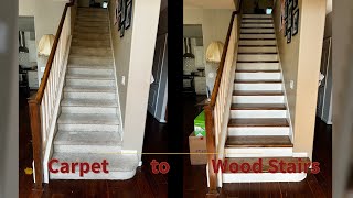 Fast DIY Hardwood Stair Low Cost Makeover ● 75 Savings diy hardwood [upl. by Brandice]