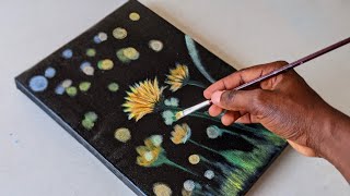 How to paint acrylics gorgeous flowers and dramatic backgrounds for beginners Dailychallenge02 [upl. by Dehlia589]