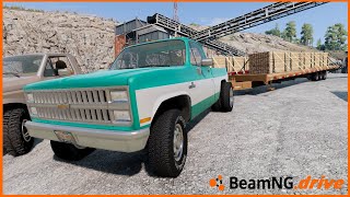 BEAMNGDRIVE MP  HOT SHOT TRUCKING IN LOADED DOWN CHEVY C10 [upl. by Zebulon]