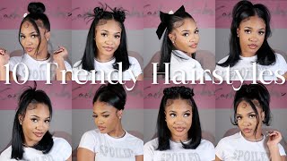 10 Trendy Hairstyles for Straightened Natural Hair 🎀  Vlogmas Day 3 [upl. by Nino69]