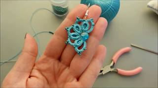 Мастер класс серьги фриволите Фриволите иглой Earrings needle tatting Frivolité Occhi [upl. by Aldon323]