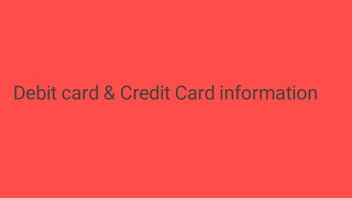 Debit and credit card [upl. by Phio]