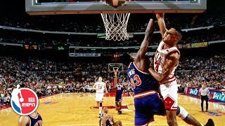 Scottie Pippen dunks on Patrick Ewing then taunts Spike Lee  ESPN Archives [upl. by Messab954]