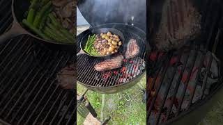 Grilling Steak on Charcoal Barbecue  Camping Season 2023 [upl. by Steven734]