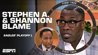 👉 Stephen A amp Shannon Sharpe POINT BLAME after the Eagles playoff loss to the Bucs 👈  First Take [upl. by Hennebery633]