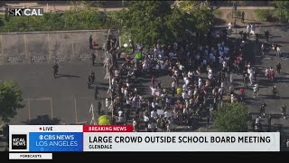 Large crowd outside Glendale school board meeting [upl. by Noble]