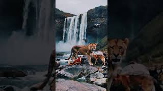 quotA Lioness Giving Birth to a Fox Near Majestic Waterfalls – Natures Most Unusual Scenequot [upl. by Pedaiah289]