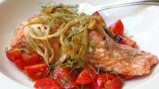 Fennel Smoked Salmon  HotSmoked Salmon Recipe with Fennel and Tomatoes [upl. by Halie]