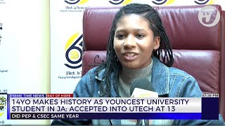 14Yr Old Make History as Youngest University Student in Jamaica Accepted into UTECH at 13 TVJNews [upl. by Porta683]