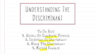 Algebra Using the Discriminant Solving Quadratic Equations [upl. by Aehtna]