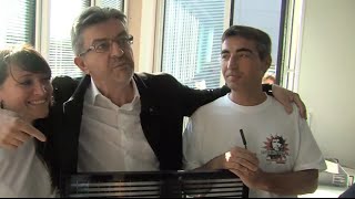 Visite de soutien de JeanLuc Mélenchon aux salariés de Nexcis [upl. by Jaco]