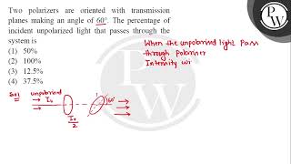 Two polarizers are oriented with transmission planes making an angle of \ 60\circ \ The pe [upl. by Aruam]