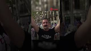 Barcelona protesters against overtourism spray 🔫 water guns at visitors [upl. by Aidul298]