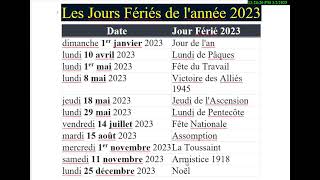 jour fériés 2023 jour fériés 2023 paris jour fériés jour fériés 2023 calendrier [upl. by Albin]