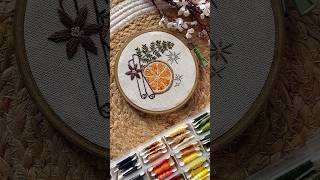 How to embroider orange slice Shorts art [upl. by Hoagland571]