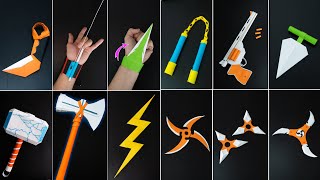 12 Cool Origami Paper Weapons Easy to make at home [upl. by Llenod]