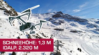 DrohnenSnowupdate Idalp und Mittelstation IschglSamnaun 08022022 Silvretta Arena [upl. by Elyk114]