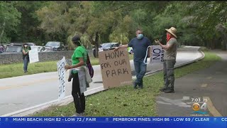 For Second Weekend In A Row MiamiDade Residents Protest Closure Of Matheson Hammock Park’s West En [upl. by Neeruam]