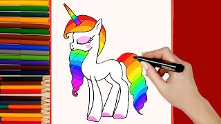 Cómo dibujar un UNICORNIO Arcoiris Kawaii Dibujo de UNICORNIO para niños [upl. by Knoll]