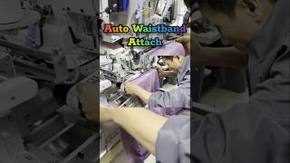 Automatic waistband attach waistband waistelastic garments autosewing automachine sewing [upl. by Ayidah]