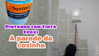 TRANSFORMAÇÃO NA COZINHA  PARTE 2  PINTEI OS AZULEJOS COM TINTA EPOXI [upl. by Ahsataj]