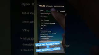 Asus not detect storage ASUS tidak terdeteksi HDDSSD try to disable VMD Controller [upl. by Estis]