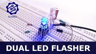 Dual Flashing LED Circuit using 555 timer on breadboard  Basic electronics Projects [upl. by Notnert]