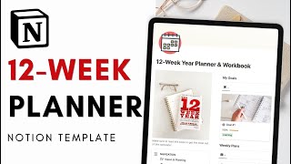 12 Week Year Planner amp Workbook Achieve your Goals Faster  Notion Template Tour [upl. by Ellenuahs172]