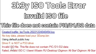 3k3y ISO Tools Error Invalid ISO file This file does not contain PIC [upl. by Sirama]