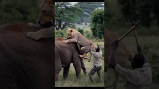 Lion vs elephant fight 🤬🔥 par 7 animals funny lion animalover wildlife shorts shortvideo [upl. by Eelahs]