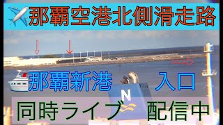 🩷✈️🚢【LIVE】那覇空港北側 那覇新港入口 沖縄 那覇市 ライブ カメラ リアルタイム フライトレーダー24・マリントラフィックで見る Okinawa Naha Airport LIVE [upl. by Luemas]