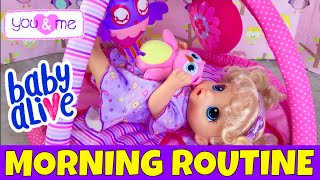 🍓Baby Alive Snacking Noodles Morning Routine 🍼🍌 Feeding and Play Mat Unboxing From Toys R Us😃 [upl. by Haroun]